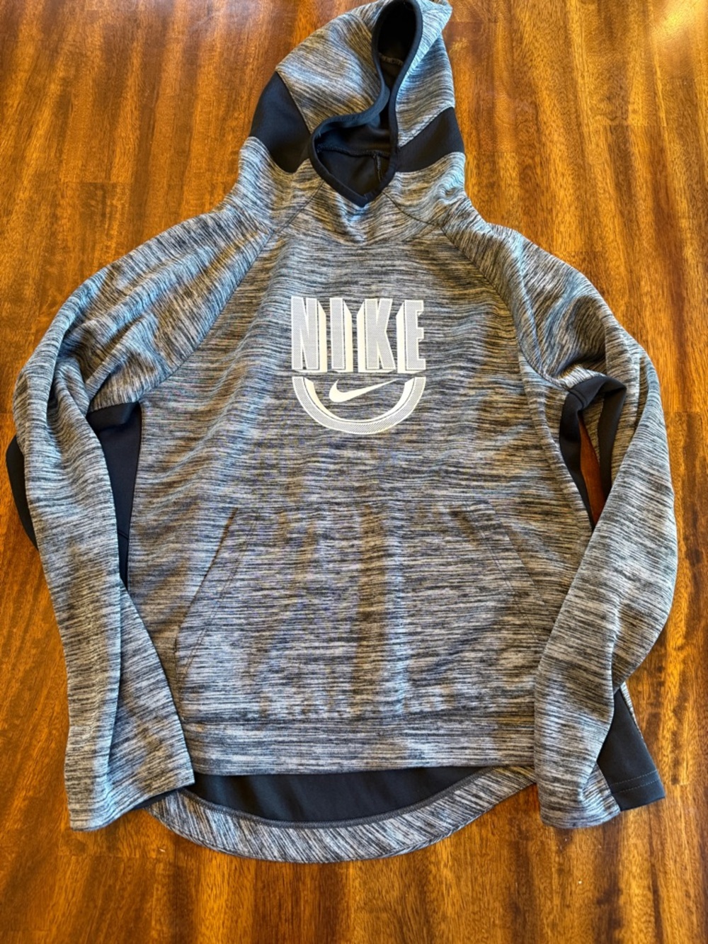 Nike Kids Heathered Gray & Black Pullover Hoodie